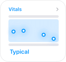 Vitals card showing typical overnight readings.
